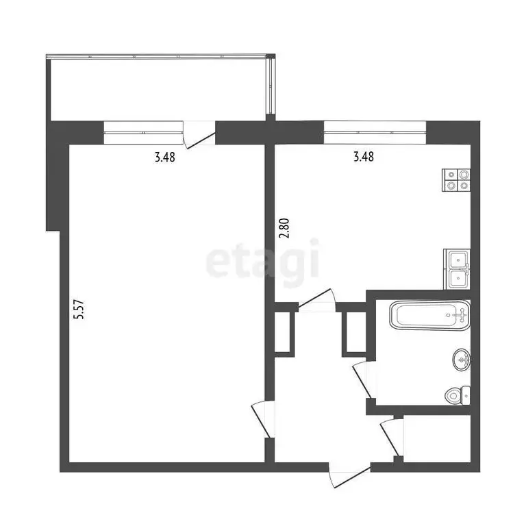 1-комнатная квартира: Омск, улица 10 лет Октября, 105 (37.2 м) - Фото 1