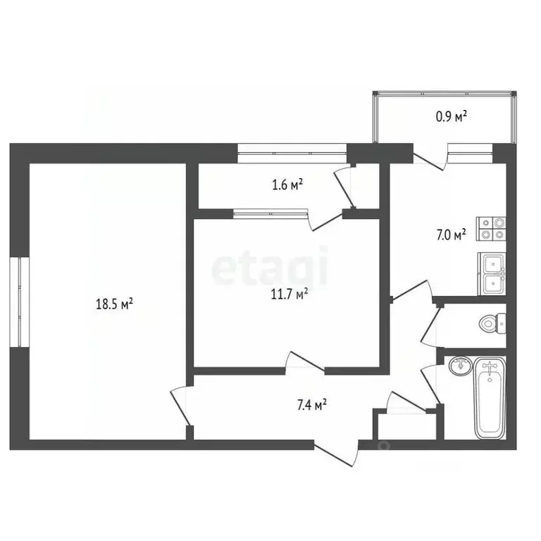 2-к кв. Крым, Феодосия ул. Чкалова, 64 (49.2 м) - Фото 2