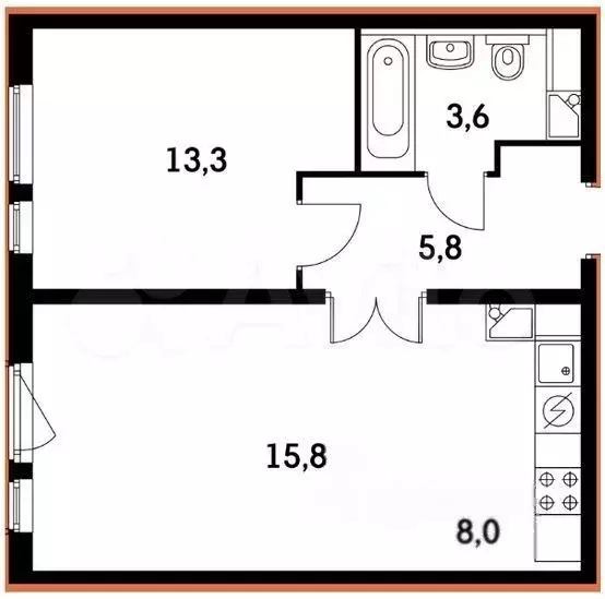 1-к. квартира, 40 м, 2/25 эт. - Фото 0