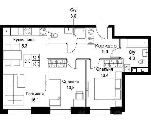 2-к кв. Москва ул. Наметкина, 10Д (60.0 м) - Фото 1