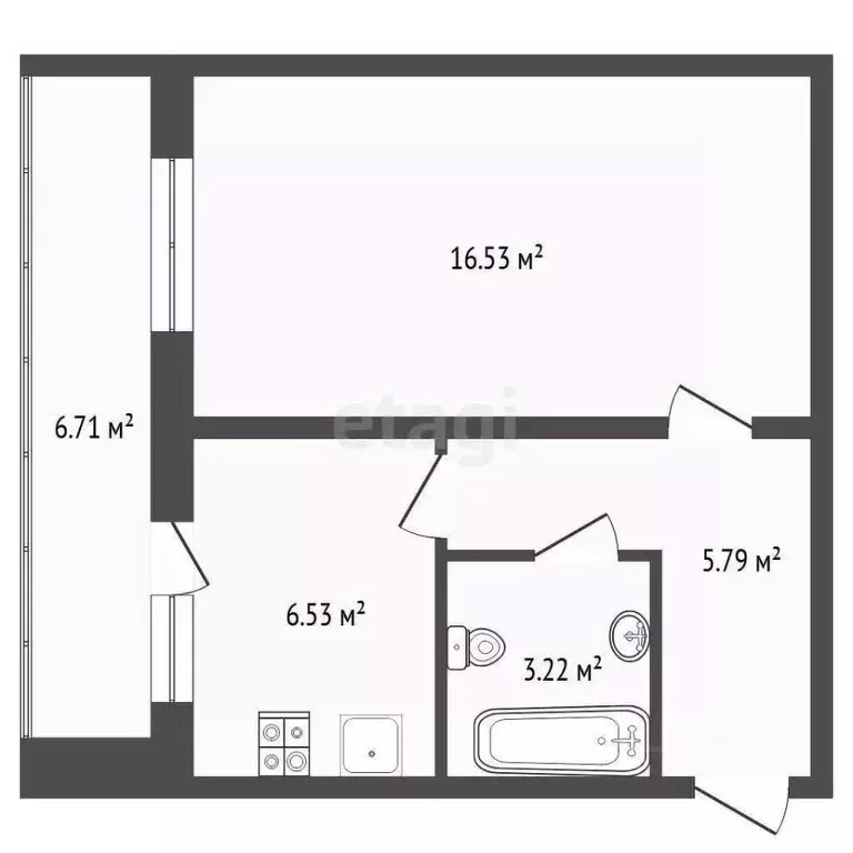 1-к кв. Тюменская область, Тюмень ул. Алматинская, 12 (35.1 м) - Фото 1