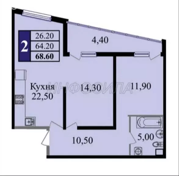 2-комнатная квартира: Краснодар, улица имени В.Н. Мачуги, 166/1 (68.6 ... - Фото 0