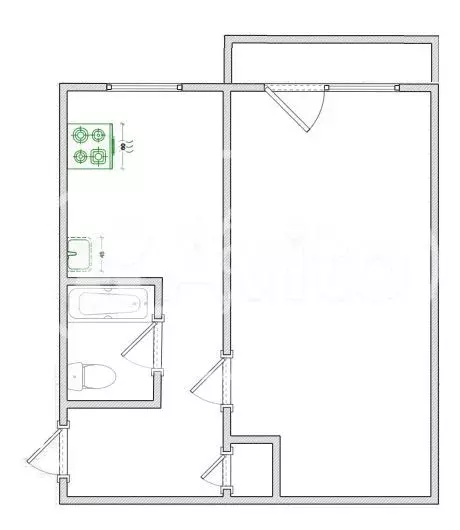 1-к. квартира, 30,5 м, 3/5 эт. - Фото 0
