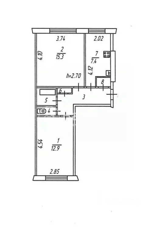 2-к кв. Мурманская область, Североморск ул. Колышкина, 12 (46.4 м) - Фото 2