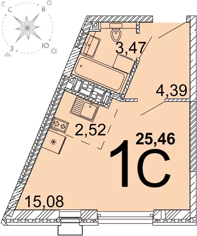 Квартира-студия: Екатеринбург, улица Академика Ландау, 36 (25.3 м) - Фото 0