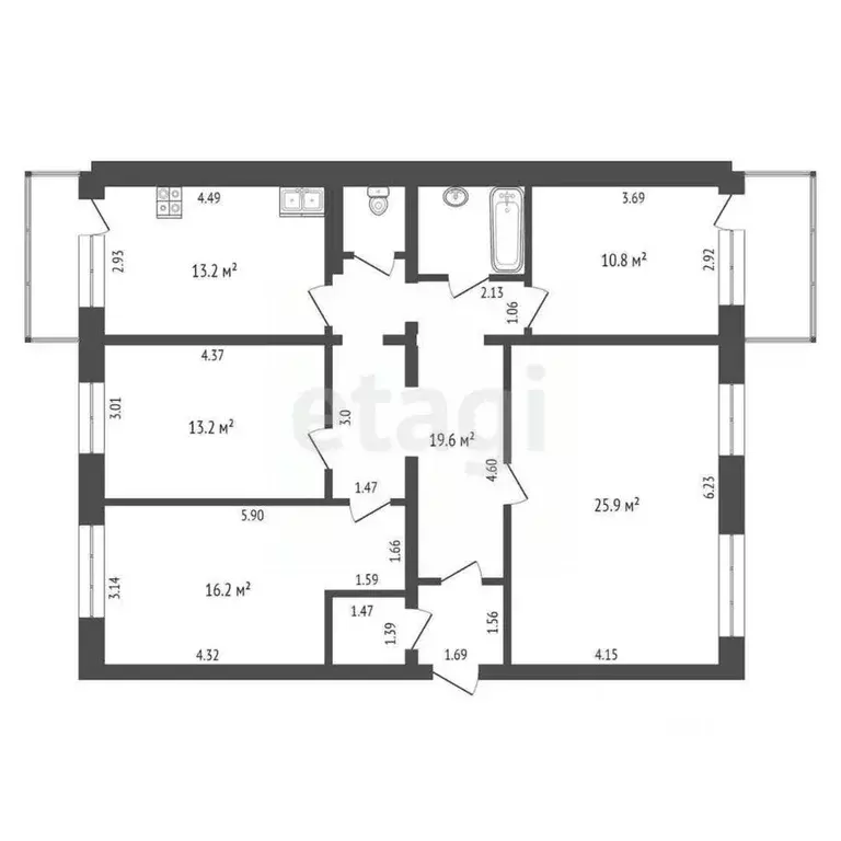 4-к кв. Коми, Сыктывкар ул. Свободы, 25 (105.9 м) - Фото 1