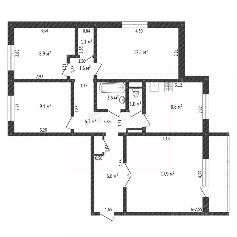 4-к кв. Алтайский край, Барнаул тракт Павловский, 233 (78.0 м) - Фото 2