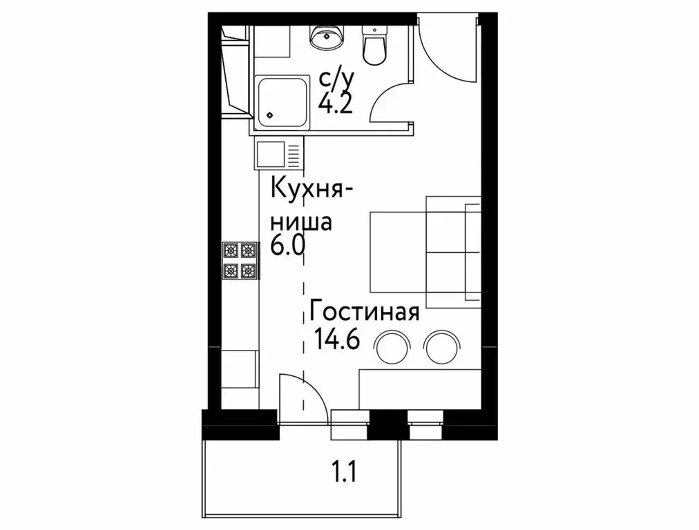 Квартира-студия: Москва, бульвар Сенкевича (25.8 м) - Фото 0