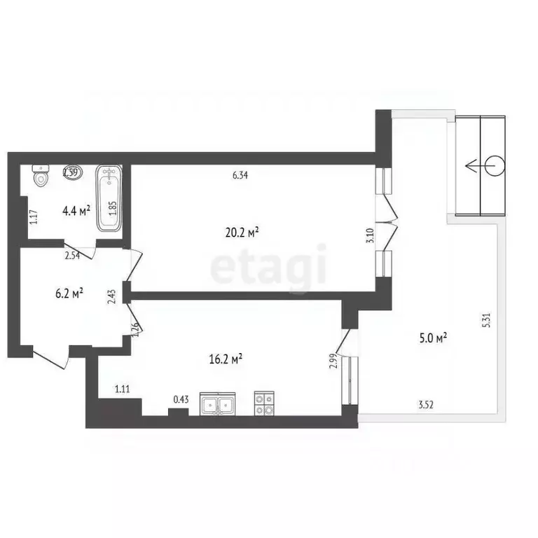 1-к кв. Калининградская область, Светлогорск ул. Динамо, 14 (61.0 м) - Фото 2