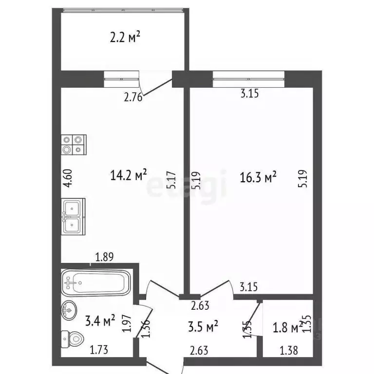 1-к кв. Мордовия, Саранск ул. Полежаева, 187 (40.0 м) - Фото 1