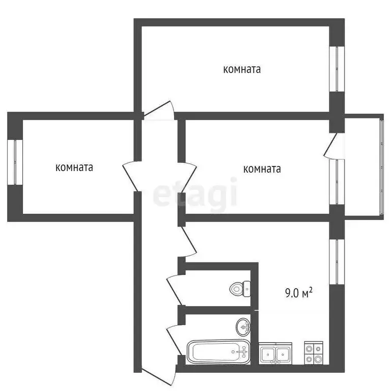 3-комнатная квартира: Азов, улица Пушкина, 115 (67 м) - Фото 1