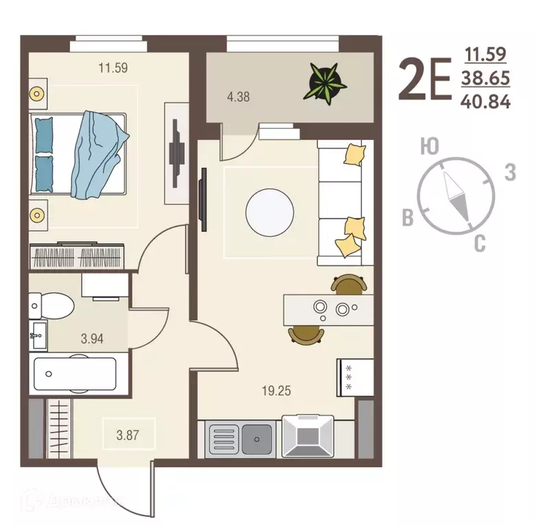 Продаётся 1-к квартира, 40.84 м - Фото 0