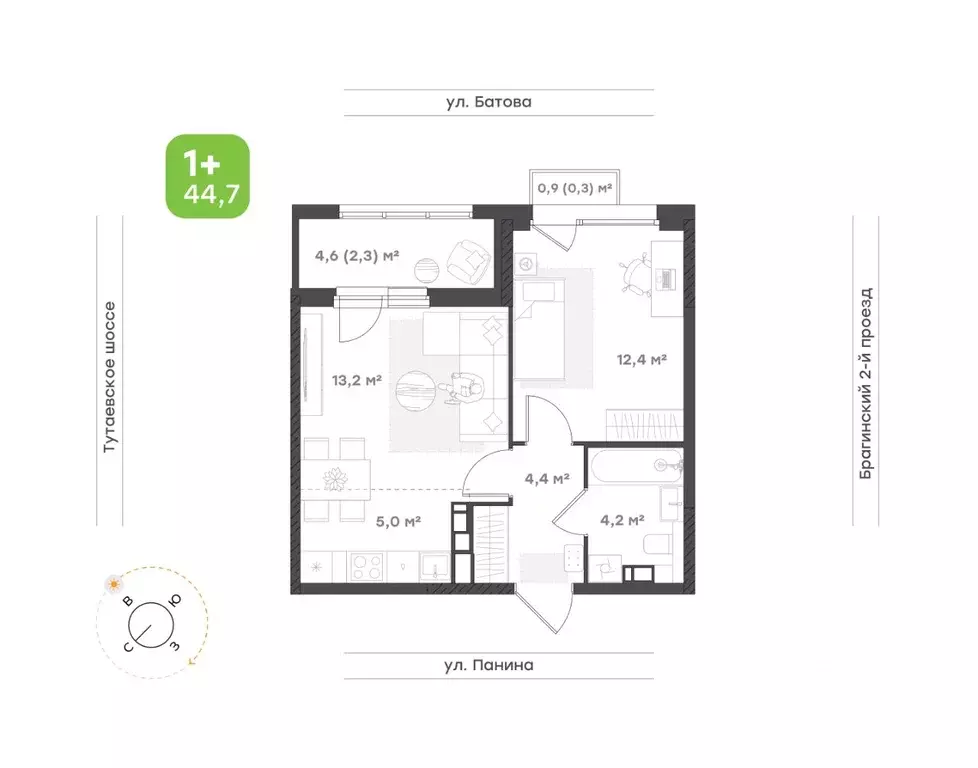 2-к кв. Ярославская область, Ярославль Тутаевское ш., 93Б (41.8 м) - Фото 1
