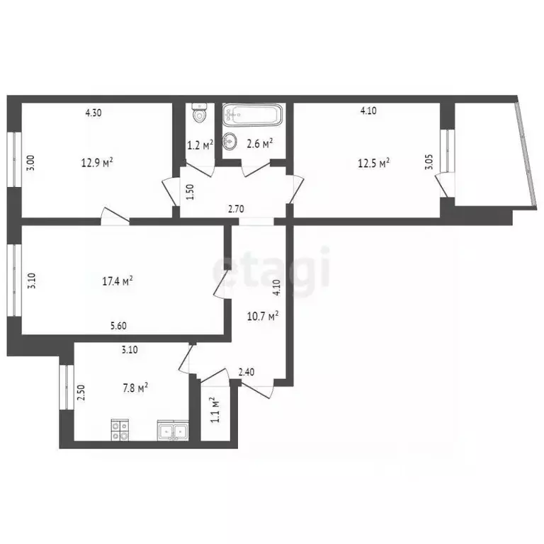 3-к кв. Орловская область, Орел Авиационная ул., 6 (66.2 м) - Фото 0