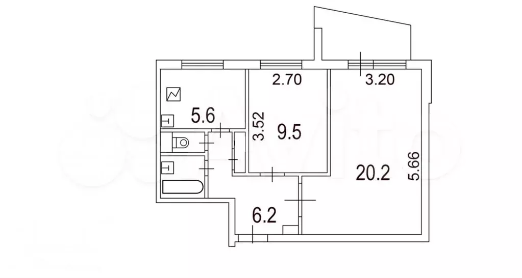 2-к. квартира, 45 м, 4/9 эт. - Фото 0