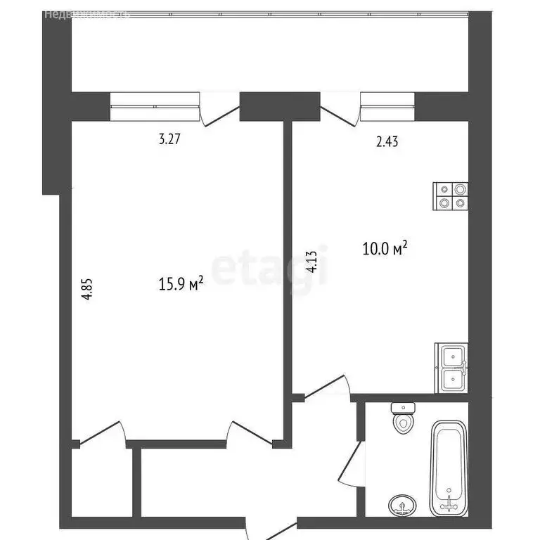 1-комнатная квартира: Тюмень, улица Николая Чаплина, 132 (33.1 м) - Фото 1