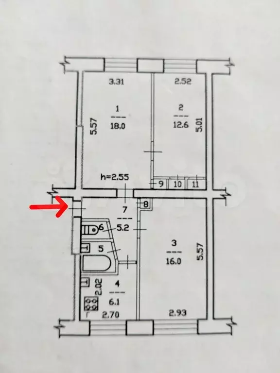 3-к. квартира, 62,7 м, 3/5 эт. - Фото 0