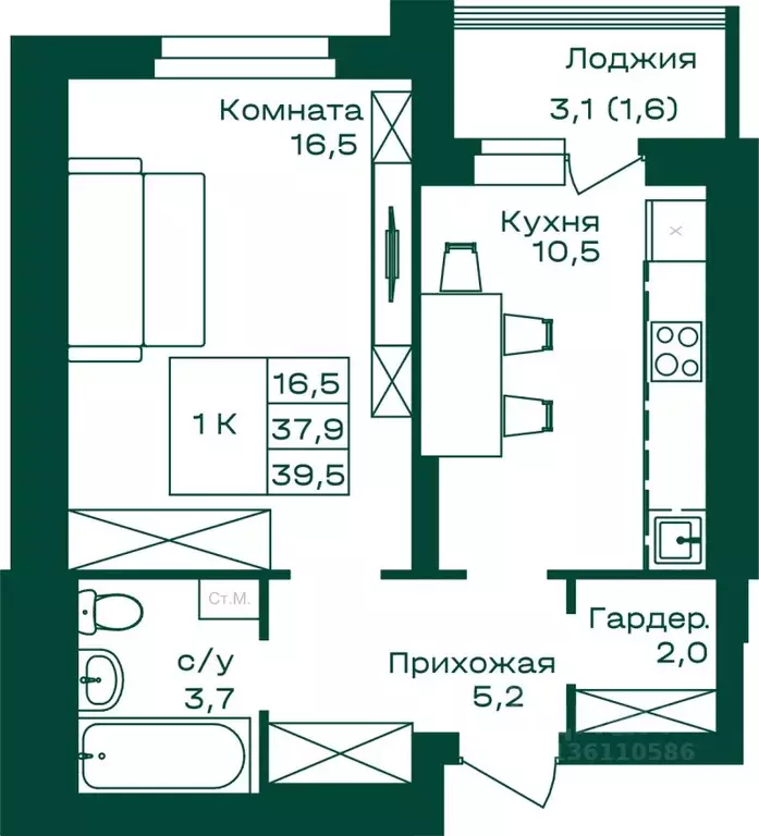 1-к кв. Алтай, Майминский район, с. Майма Алтайская ул., 2к5 (39.5 м) - Фото 1