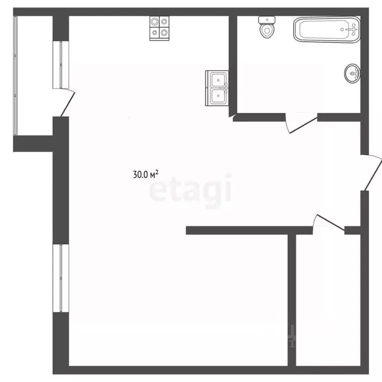 Студия Московская область, Химки ул. Германа Титова, 8 (30.0 м) - Фото 2
