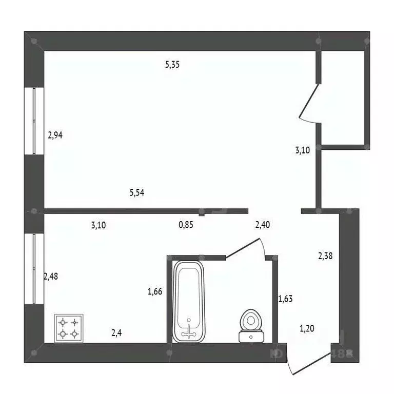1-к кв. Амурская область, Белогорск Авиационная ул., 13 (31.3 м) - Фото 2