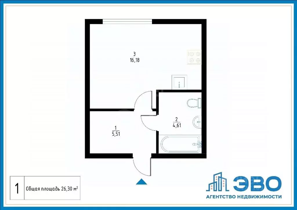 Студия Санкт-Петербург ул. Новая, 51к7 (27.0 м) - Фото 2