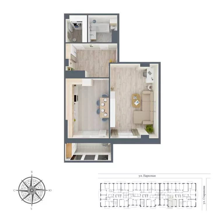 1-к кв. Карачаево-Черкесия, Черкесск Парковая ул., 10 (62.29 м) - Фото 1