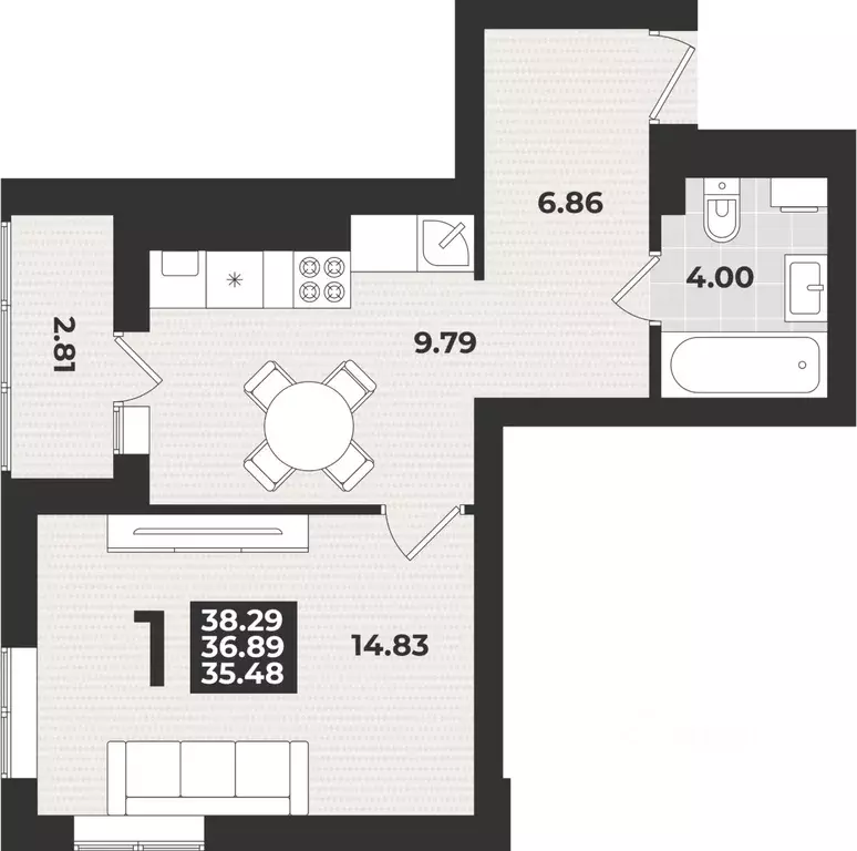 1-к кв. Калининградская область, Калининград ул. Героя России ... - Фото 1