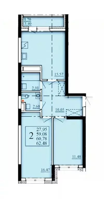 2-к кв. Башкортостан, Уфа Затон-Восточный жилрайон, Паруса жилой ... - Фото 1