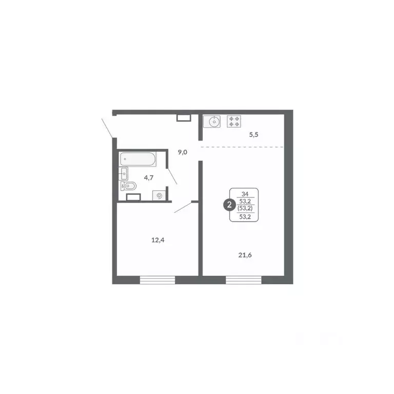 2-к кв. Кировская область, Киров ул. Потребкооперации, 34к1 (53.2 м) - Фото 1