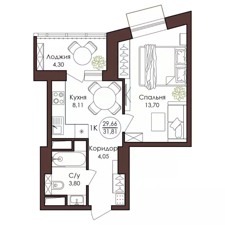 1-к кв. Хабаровский край, Хабаровск Советская ул., 33 (31.81 м) - Фото 2