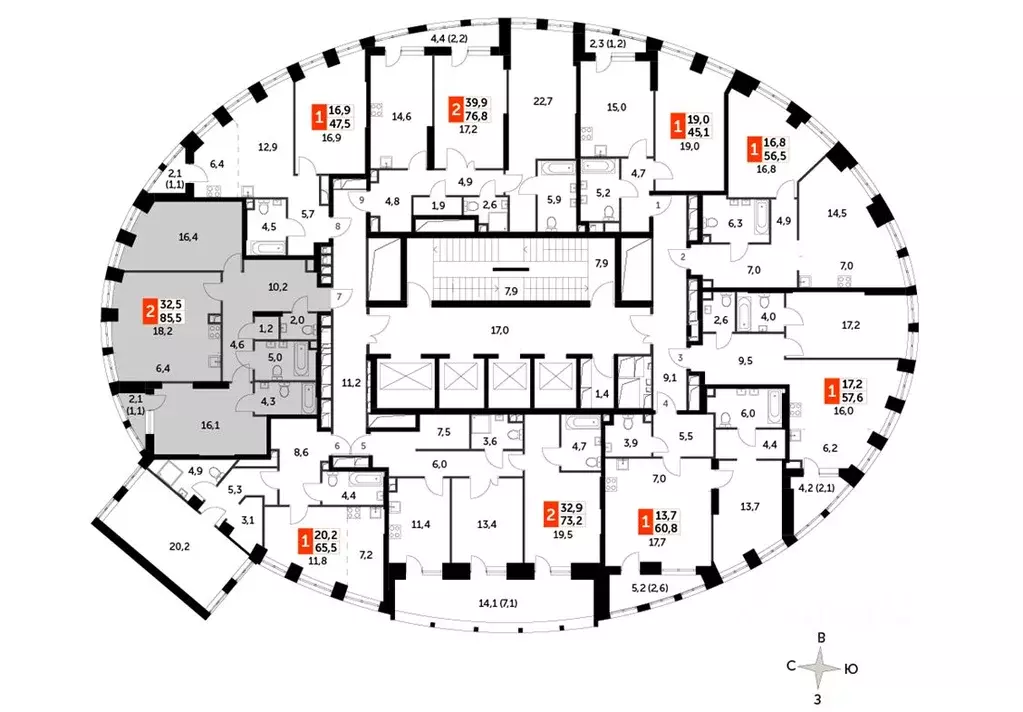 3-к кв. Москва Сидней Сити жилой комплекс, к2/2 (85.5 м) - Фото 1