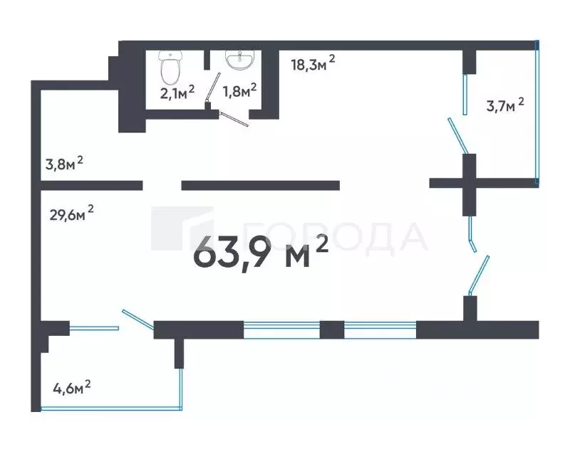Офис в Новосибирская область, Обь ул. Большая, 23 (64 м) - Фото 2