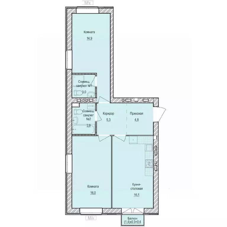 2-к кв. Удмуртия, Завьяловский район, с. Первомайский Санвилл жилой ... - Фото 0