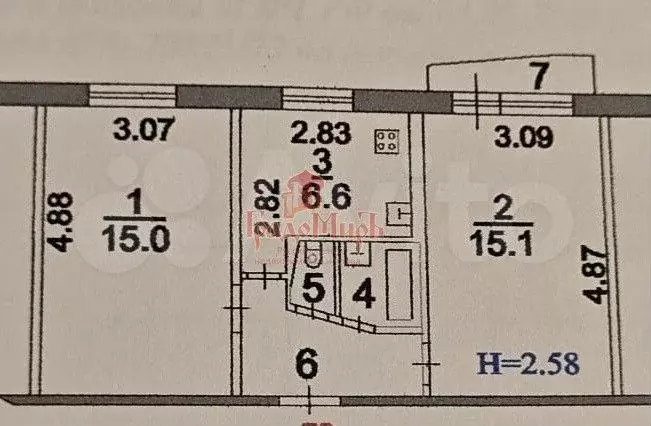 2-к. квартира, 44 м, 5/5 эт. - Фото 0