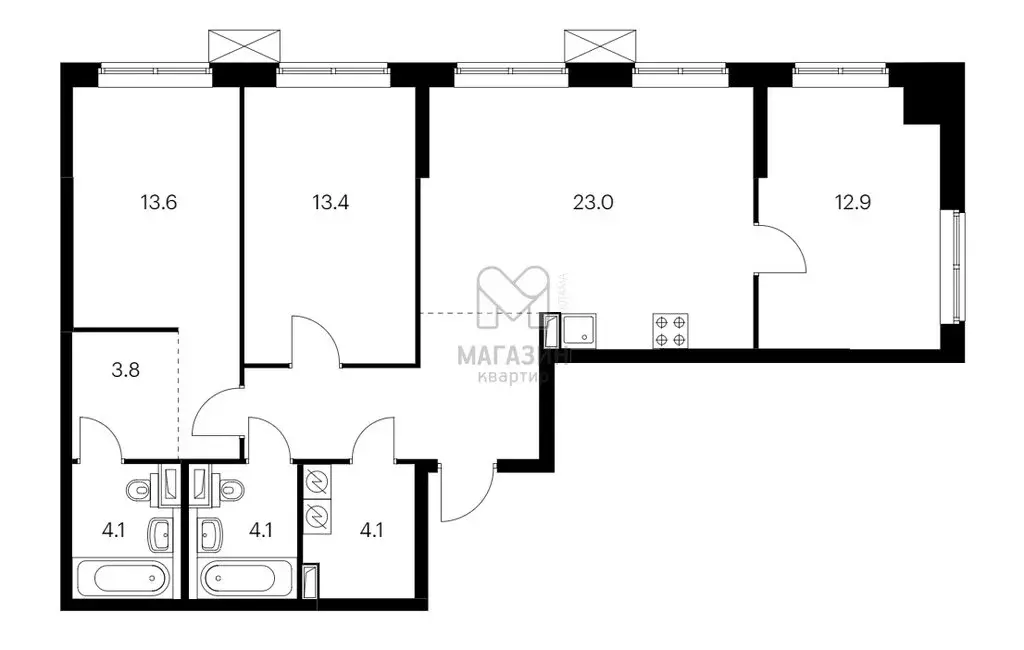 3-комнатная квартира: Санкт-Петербург, Галерный проезд, 1к2 (88.5 м) - Фото 1