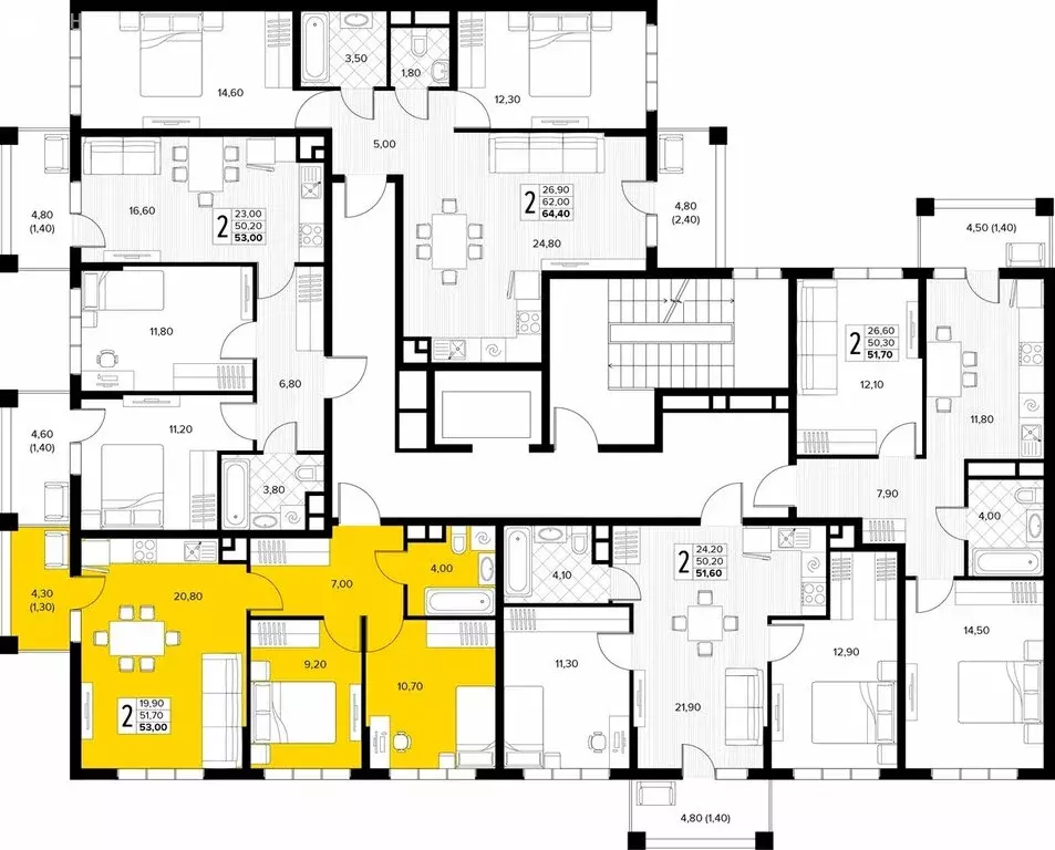 2-комнатная квартира: Сукко, жилой комплекс Кипарис (53 м) - Фото 1