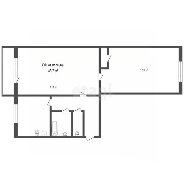 2-к кв. Кемеровская область, Междуреченск просп. 50 лет Комсомола, 63 ... - Фото 2