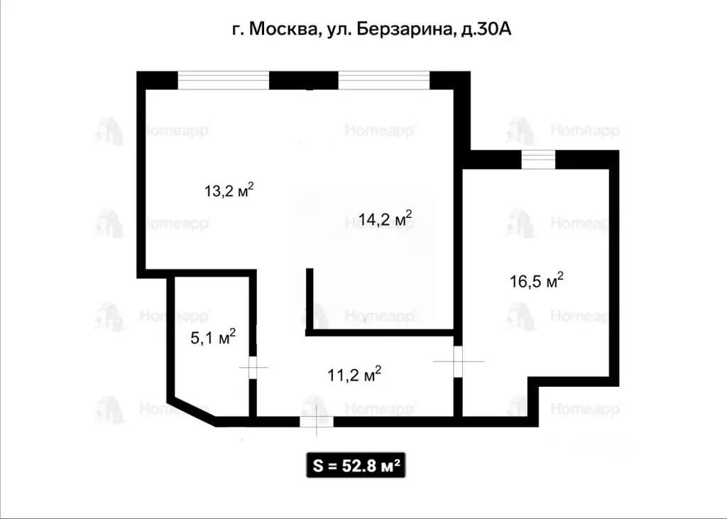 2-к кв. Москва ул. Берзарина, 30А (52.8 м) - Фото 2