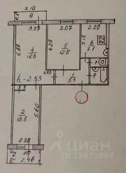 3-к кв. Омская область, Омск Ангарская ул., 2 (63.9 м) - Фото 2