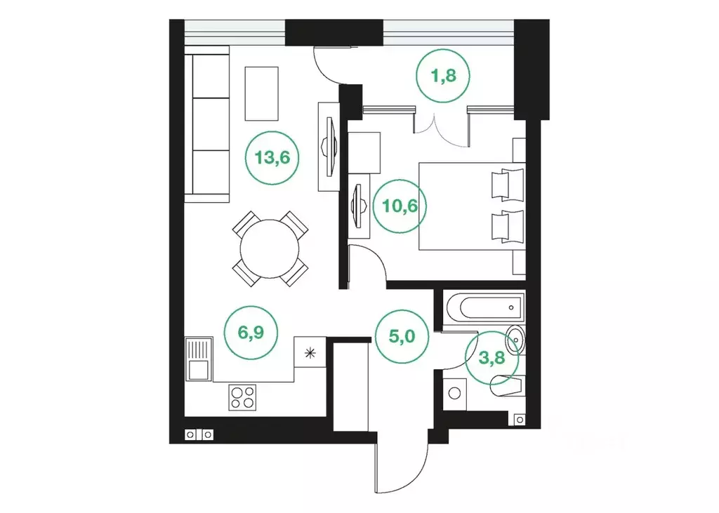 2-к кв. Башкортостан, Уфа ул. Подполковника Недошивина (41.7 м) - Фото 1