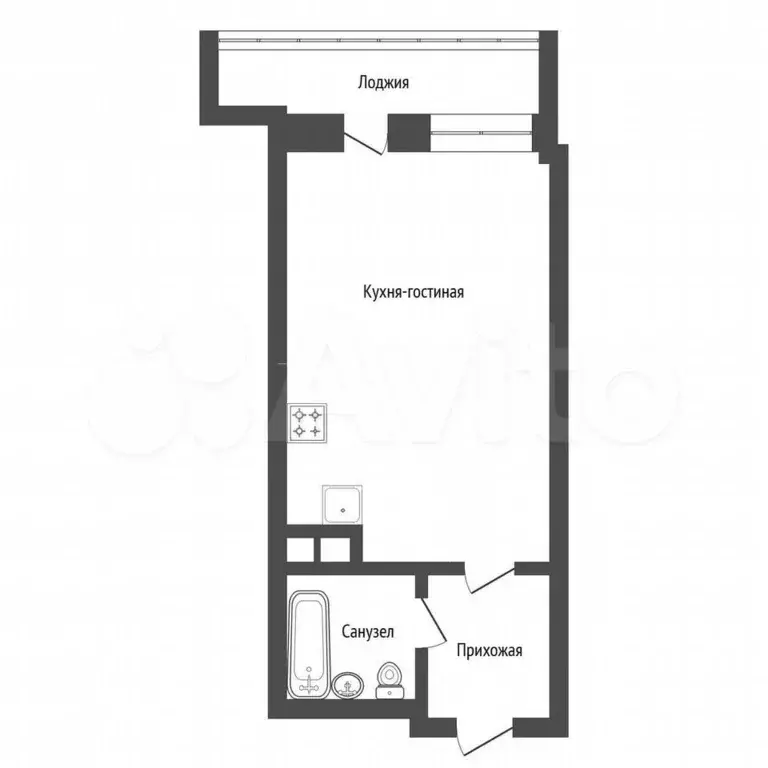 Квартира-студия, 28,4 м, 7/12 эт. - Фото 0