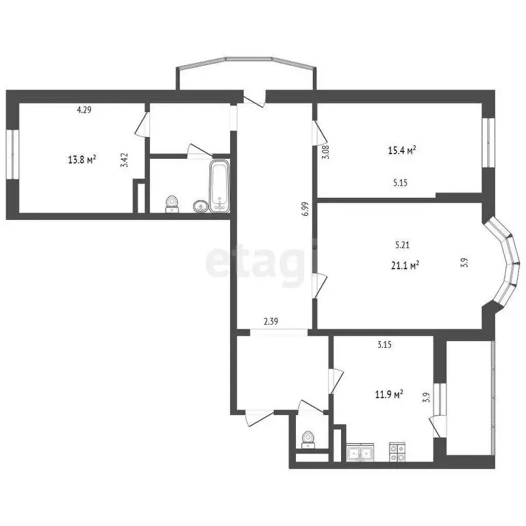 3-комнатная квартира: Москва, улица Намёткина, 11к1 (100 м) - Фото 0