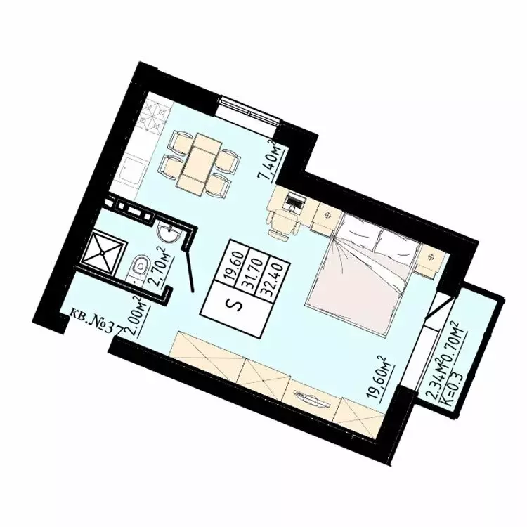Квартира-студия: Коммунар, Павловская улица, 1 (32.4 м) - Фото 0
