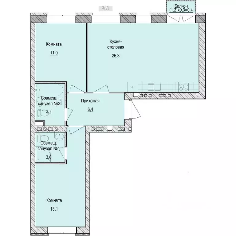 2-к кв. Удмуртия, Завьяловский район, с. Первомайский Санвилл жилой ... - Фото 0