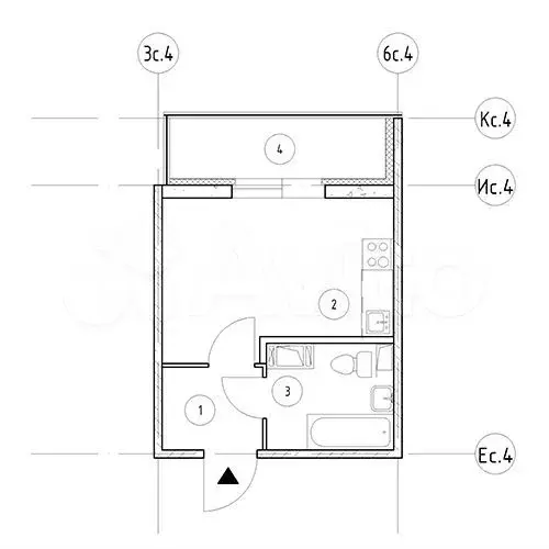 Квартира-студия, 24,3 м, 5/8 эт. - Фото 1