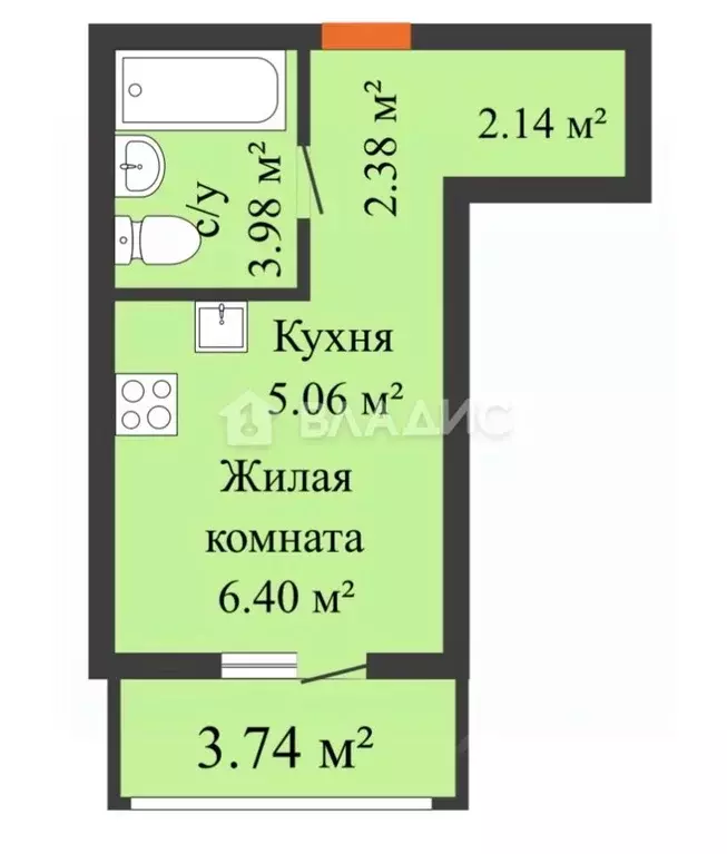 Студия Нижегородская область, Нижний Новгород Лесной Городок мкр, ... - Фото 0