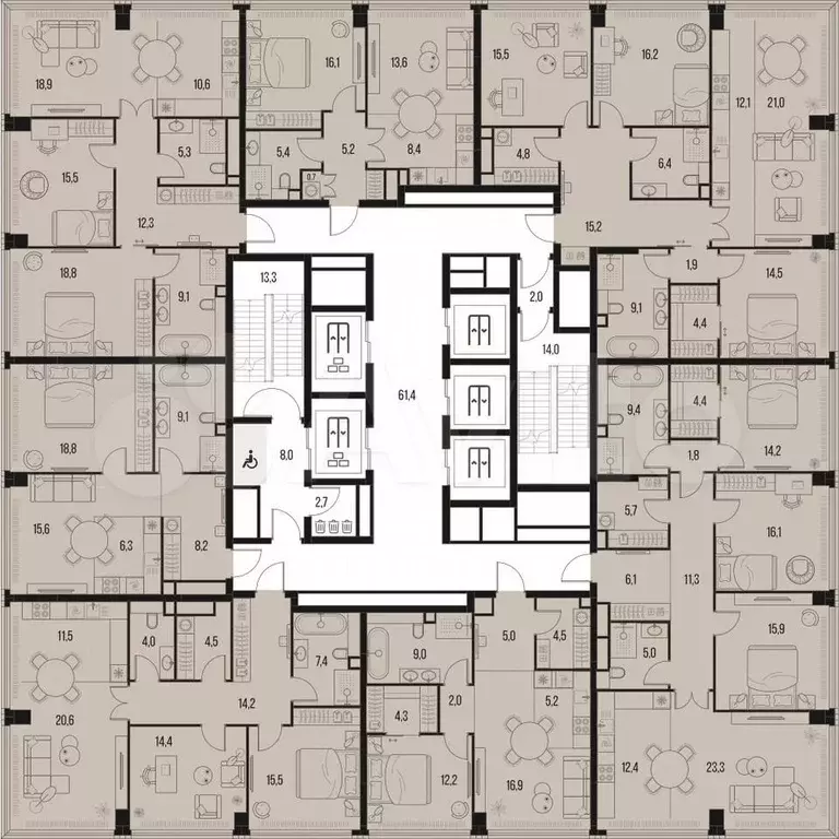 2-к. квартира, 49,4 м, 23/47 эт. - Фото 1