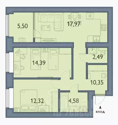 2-к кв. Брянская область, Брянский район, пос. Мичуринский, ... - Фото 1