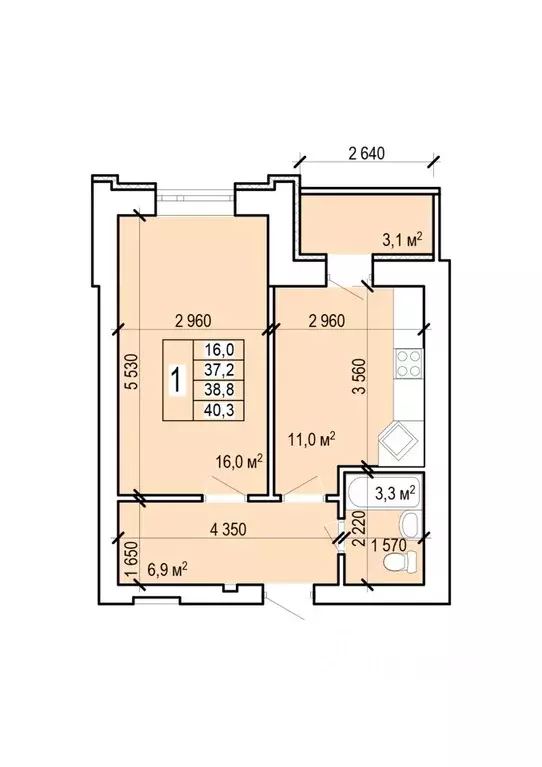 1-к кв. Саратовская область, Энгельс Новобазарная ул., 4 (40.3 м) - Фото 1