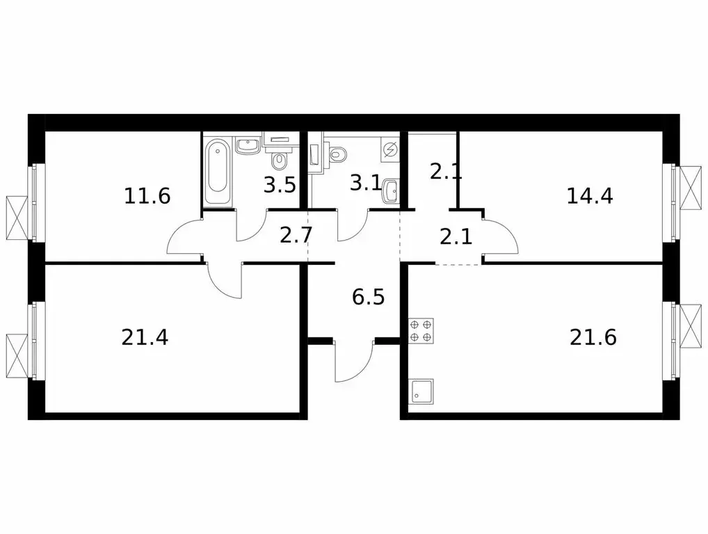 3-комнатная квартира: Котельники, микрорайон Парковый, 1к6 (89 м) - Фото 0